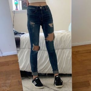 American Eagle High Rise Distressed Skinny Jeans